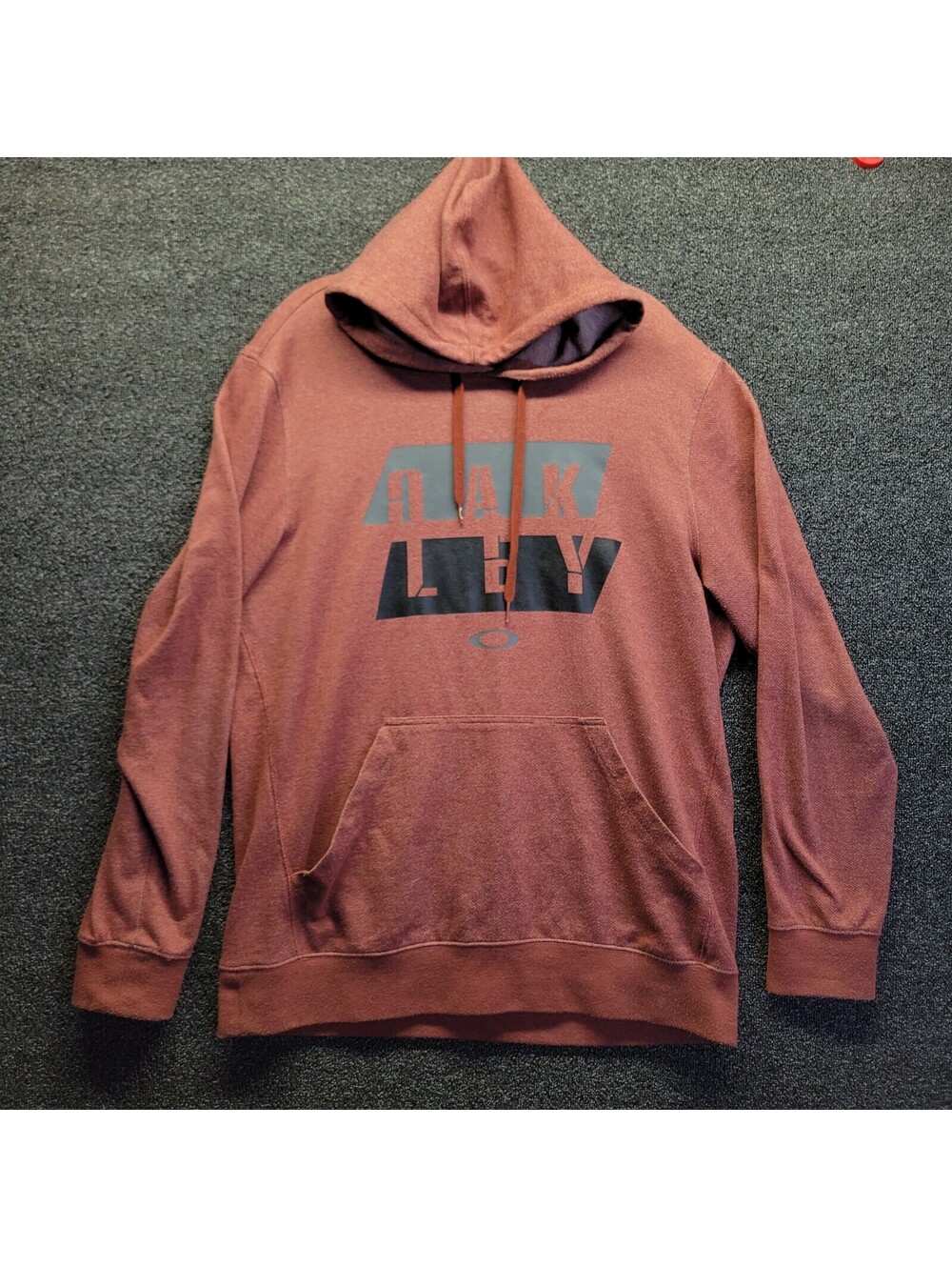 Oakley Mens Sz L Red Rust pullover Spellout Hoodie